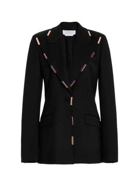 GABRIELA HEARST Leiva Blazer in Black Sportswear Wool with Gold Bars