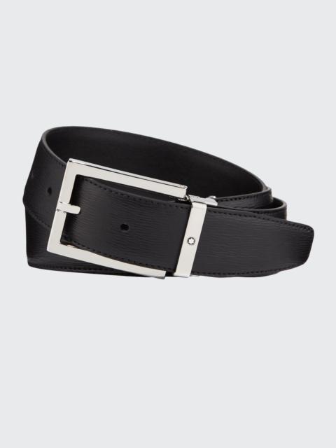 Men's Rectangle-Buckle Leather Belt