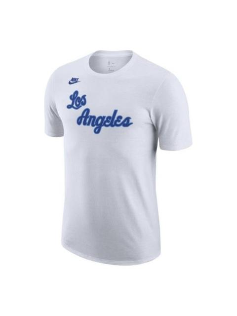 Nike Nike Minimalistic Alphabet Printing Round Neck Pullover Short Sleeve Los Angeles Lakers White CT9926