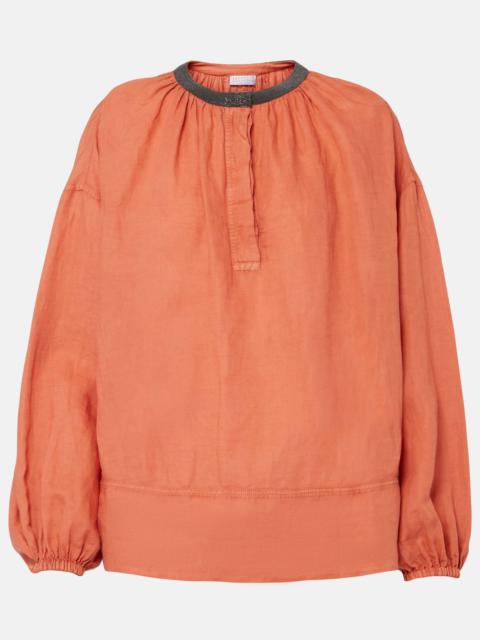 Brunello Cucinelli Monili linen and cotton top
