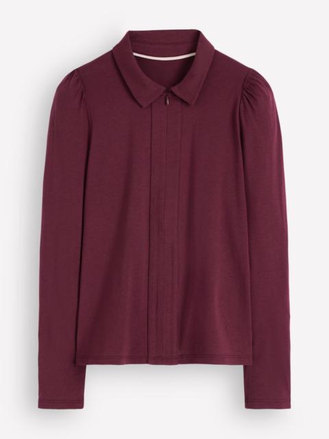 BODEN Zip Collar Supersoft Top-Deep Wisteria