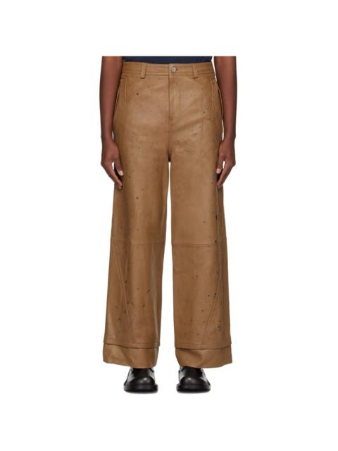 ADER error Brown Nord Leather Pants