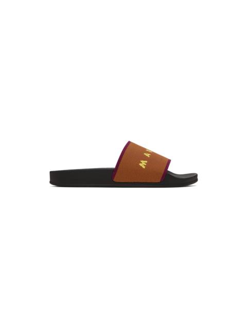 Marni Brown Logo Jacquard Slides