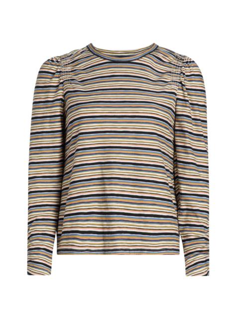 VERONICA BEARD Women's Bouvet Striped Cotton Long-Sleeve T-Shirt - Variegated Multi Stripe