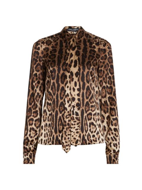 Dolce & Gabbana Women's Leopard-Print Silk Shirt - Leo New