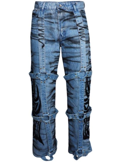 WHO DECIDES WAR Winged Logo Bondage jeans