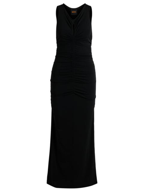 BOSS JERSEY DRESS WITH GATHERING AND CUT-OUT DETAIL