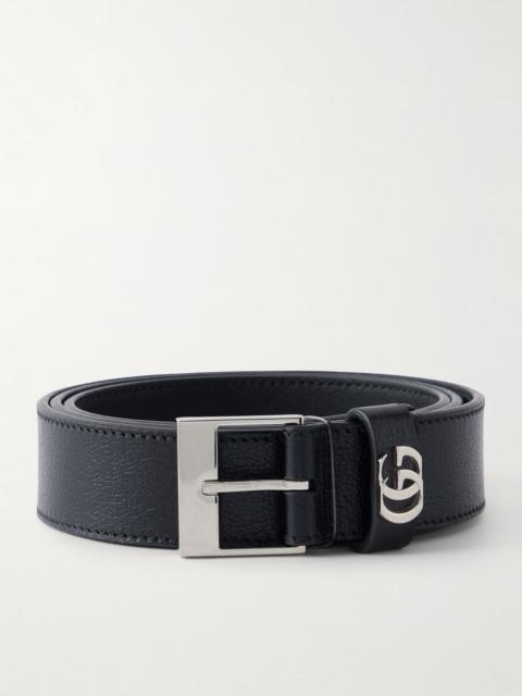GUCCI 3cm GG-Embellished Leather Belt Black
