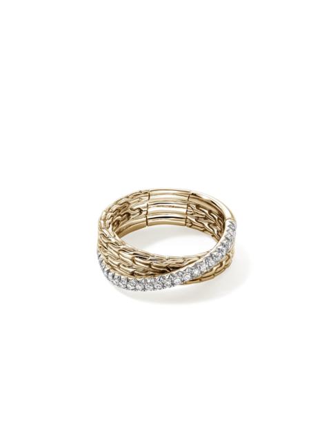JOHN HARDY JH Essential Pavé Crossover Ring, Gold, Diamonds