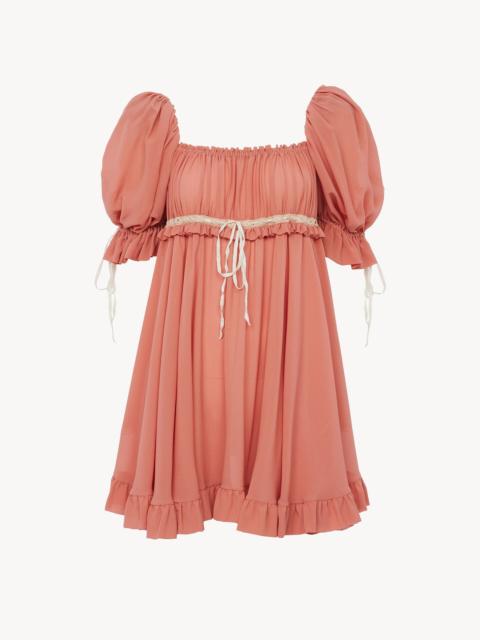 Chloé PUFF-SLEEVE MINI DRESS IN SILK GEORGETTE