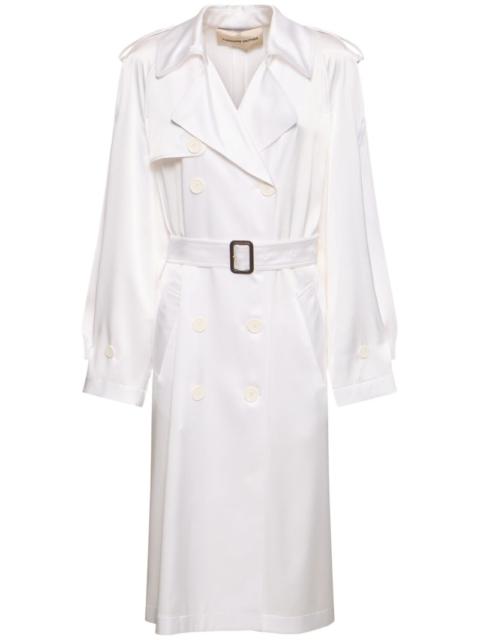 Belted satin trench coat