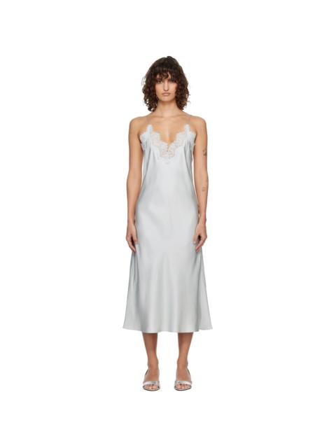 RÓHE Blue Silk Lace Slip Midi Dress