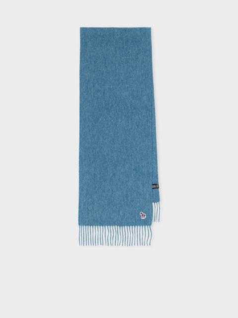 Paul Smith Blue Lambswool Zebra Logo Scarf