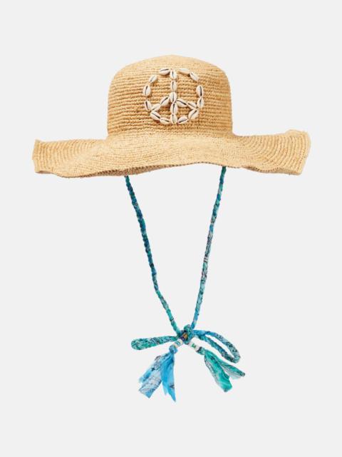 Seashell-embellished raffia sun hat