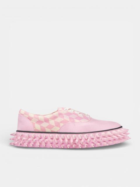 doublet Pink Checkerboard Spiked Skate Sneakers
