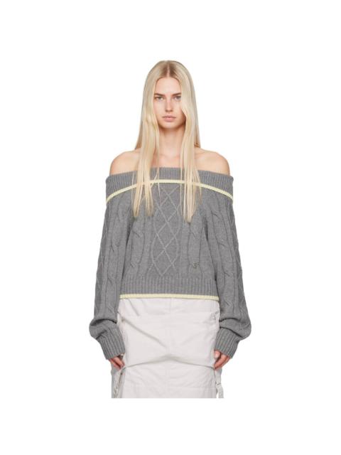 Kijun Gray Off-Shoulder Sweater