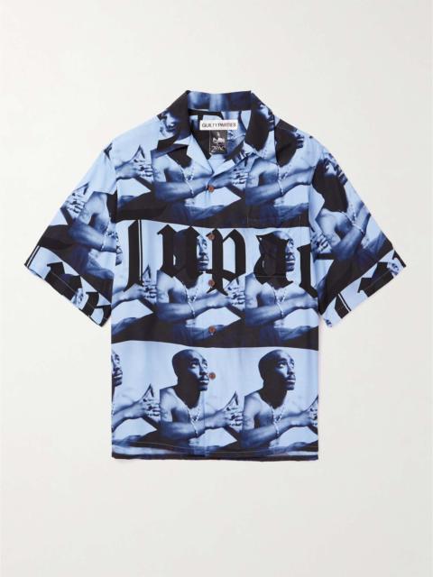 WACKO MARIA + Tupac Camp-Collar Printed Satin Shirt