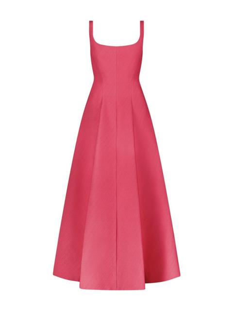 LELA ROSE Seam Detail Scoop Neck Midi Dress