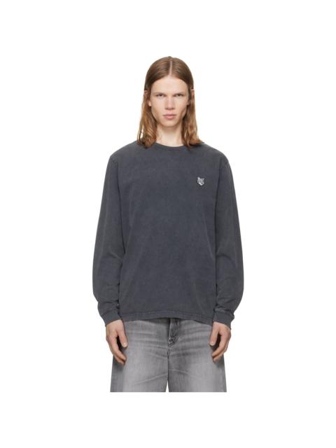 Maison Kitsuné Gray Fox Head Faded Comfort Long Sleeve T-shirt