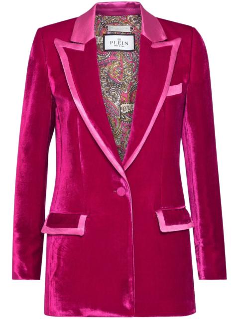 contrasting-trim velvet blazer