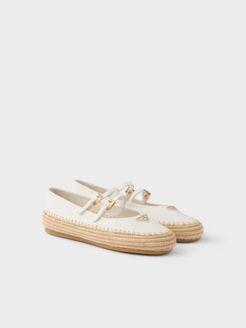 Prada Nappa leather and raffia ballerinas