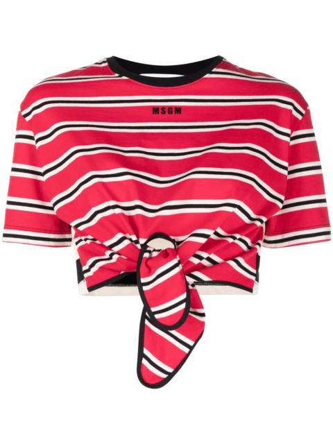 MSGM striped tie-waist T-shirt
