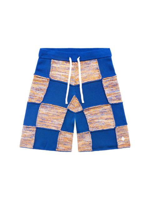 patchwork knitted track shorts