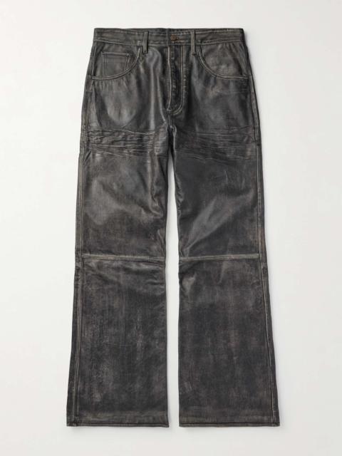 Acne Studios 2021 Sanding Straight-Leg Panelled Distressed Leather Trousers