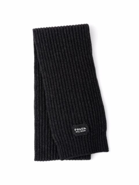 Prada logo-patch knitted scarf