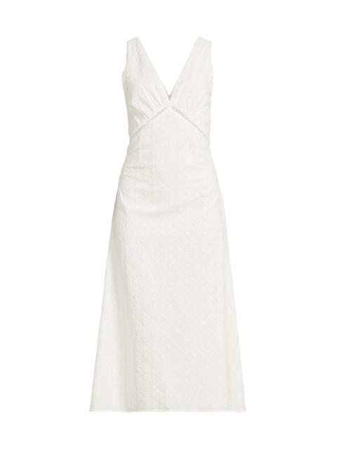 FAITHFULL Women's Maya Floral Eyelet Cotton-Blend Midi-Dress - Valentina Broderie White