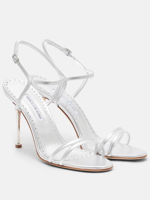 Manolo Blahnik Ciagapla 105 metallic leather sandals