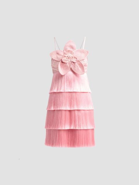 PatBO Women's Petal Fringe Crochet Flower Mini Dress - Pink
