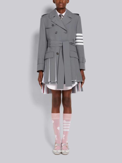 Thom Browne Medium Grey Oxford and Ripstop School Uniform 4-Bar Dropped Back Pleated Trench