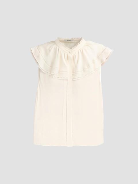 FRAME Women's Lace Decor Soirée Silk Top - Cream