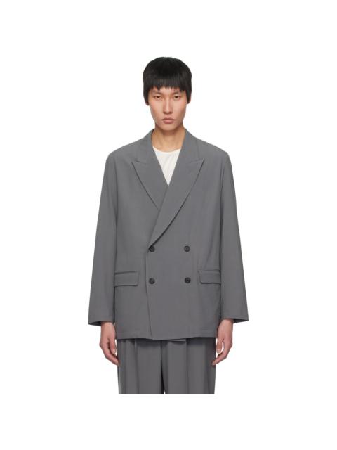 YOKE Gray Double-Breasted Blazer