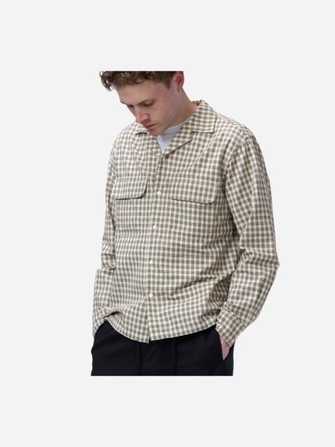 3sixteen Open Collar Shirt ~ Ecru Micro Plaid
