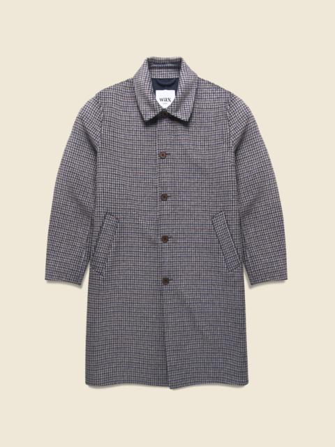 Wax London Stan Coat - Double Face Check Navy/Brown