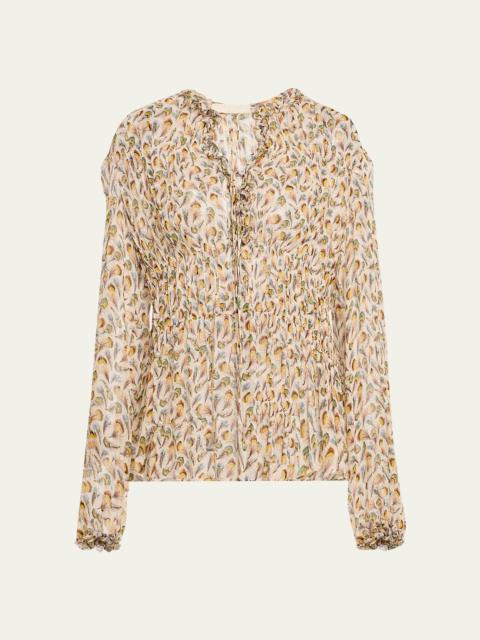 ULLA JOHNSON Robbie Tie-Front Silk Blouse
