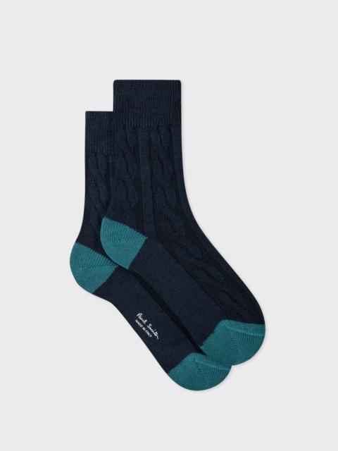 Paul Smith Navy Cashmere-Blend Cable Knit Socks