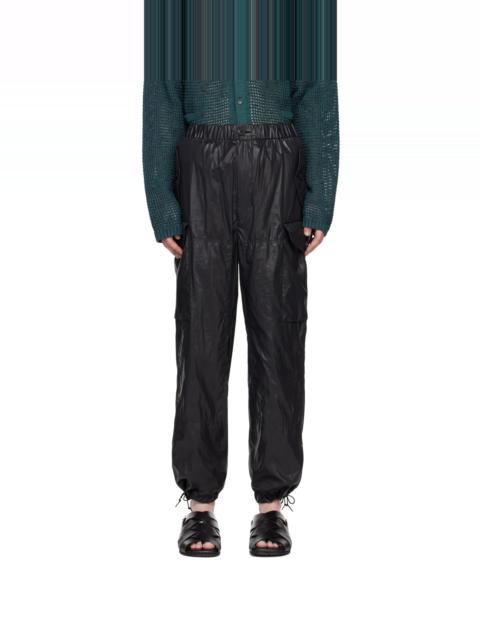 YOKE Black Crinkled Cargo Pants