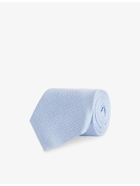 GUCCI Brand-Print Jacquard Silk Tie