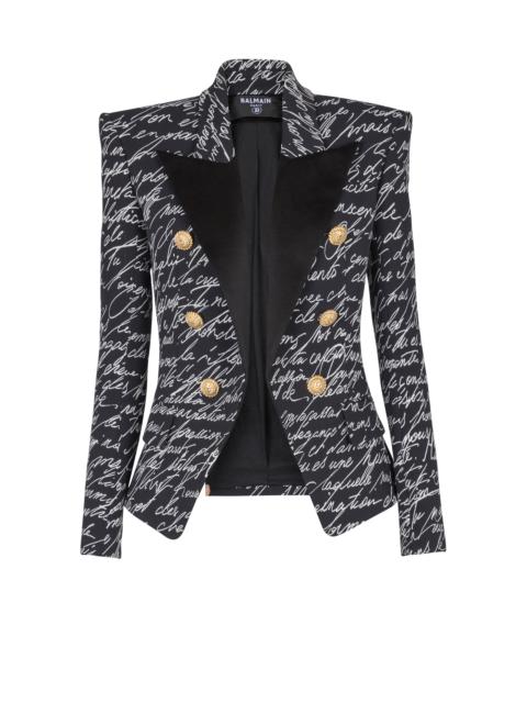 【関税＆送料込み】Balmain 1 Btn Love Letter Print Tailored 1-button jacket with embroidered 