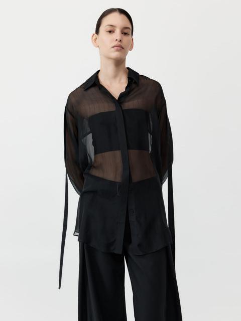 ST. AGNI Pinstripe Silk Shirt - Black