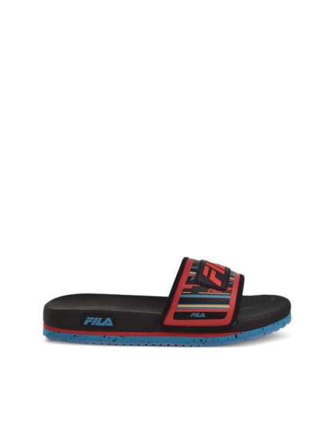 FILA Lunar "Black/Capri Breeze/Fila Red" slides