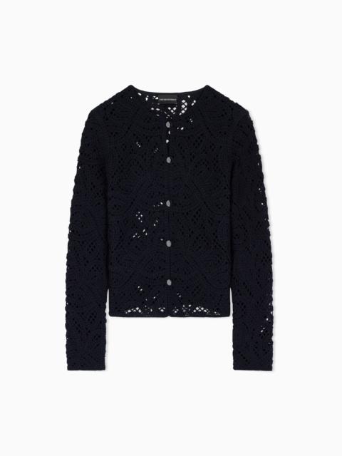 EMPORIO ARMANI JACKET IN MACRAMÉ-EFFECT CORNELY EMBROIDERED FABRIC