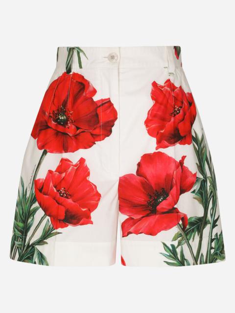 Dolce & Gabbana Poppy-print poplin shorts