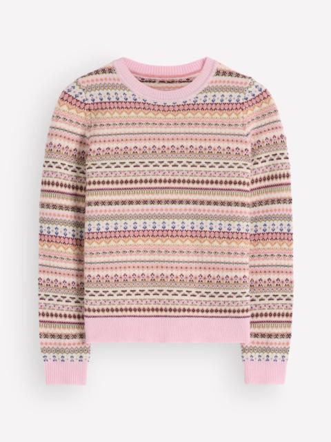 BODEN Edie Fair Isle Sweater-Pink all over fair isle