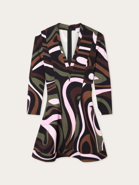 PUCCI MARMO PRINT JERSEY V-NECK DRESS