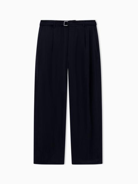 GIORGIO ARMANI ASV CUPRO BASKETWEAVE SINGLE-PLEAT TROUSERS