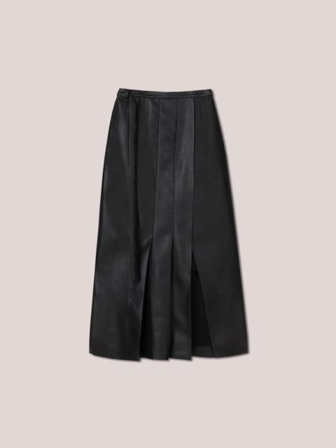 Nanushka FIDA - Straight Regenerated Leather wrap kilt skirt - Black